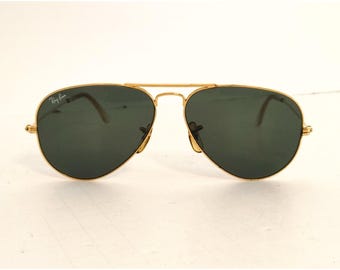 Vintage Ray Ban BL Bausch & Lomb Aviator Sunglasses USA 58/14 Grey Lens Gold Glasses