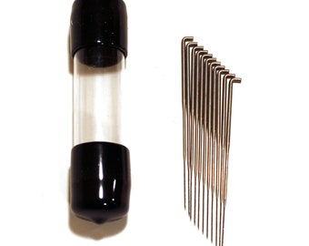 12 Quality Groz-Beckert Felting Needles with Storage Tube. Unpainted shanks for use in tools and by hand 12 pack