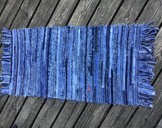 Jeans Rug Denim, Handmade Throw Rug. Nice Size for Entry, Kitchen or Bathroom ...