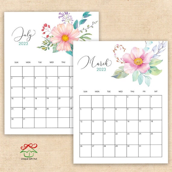 Printable 2023 Watercolor Floral Desk Calendar,Monthly Wall Desk ...