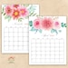 2023 Digital Printable Calendars,  watercolor floral desk calendar, Printable Watercolor Botanical Monthly Wall Calendar,Monthly Page 