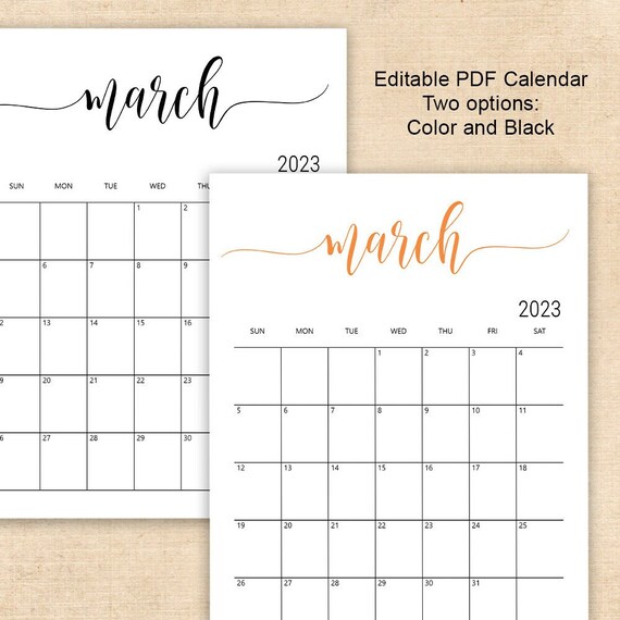 Printable Editable 2023 Simple Elegant Desk Calendar,Monthly Wall Calendar  Template,Planner Insert Refills, Two PDF Options , Color & Black by Unique  Gift Hut | Catch My Party