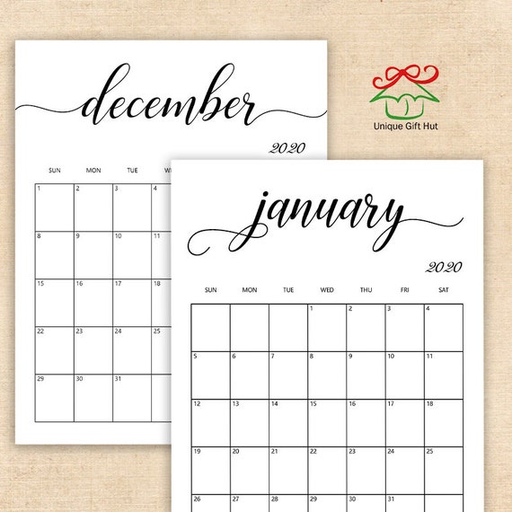 Printable Editable 2020 Clean And Simple Desk Calendar Etsy