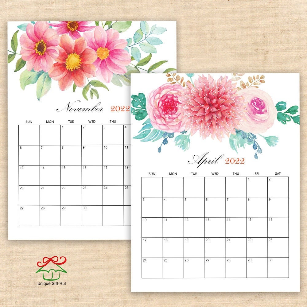 Download Printable Calendar November 2020 Floral Pics