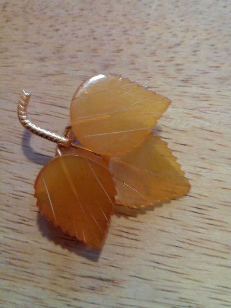 VintageArt Deco Gold Gilt Amber Brooch