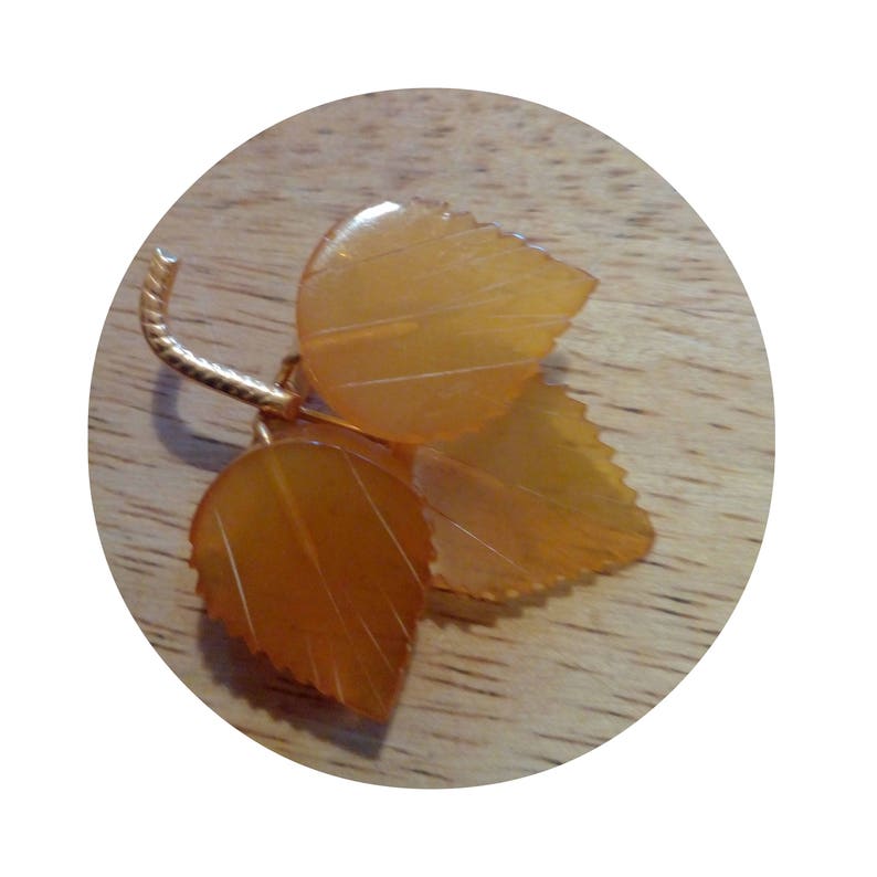 VintageArt Deco Gold Gilt Amber Brooch