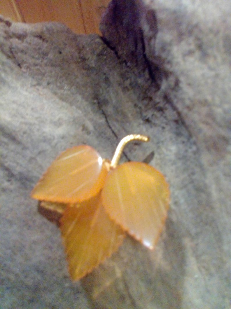 VintageArt Deco Gold Gilt Amber Brooch