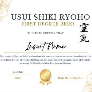 Reiki Certificates for Classes | Certificates all Reiki Levels | Canva Template for Reiki Master/Teacher  | Matching Cover Page for Manuals