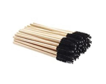 25 pack Bamboo Handle Mascara Wands Disposable Eyelash Brushes Eco-friendly Lash Extension Tool, Black