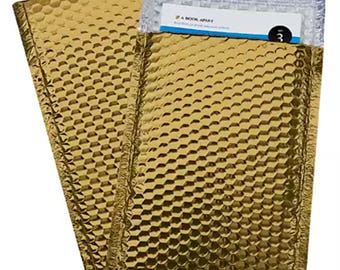 Gold Metallic Glamour Bubble Mailers 4x8 #000 for Shipping 5 10 - Rim Country Soap Supplies - Mailer Poly Envelope