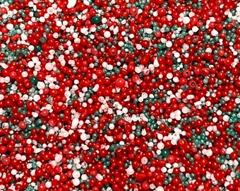 Jojoba Beads - Christmas Confetti - Red White Green 1 oz package with mini scoop