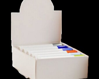 50 White Lip Tube Arched Display Box - Holds 12 standard lip balm tubes