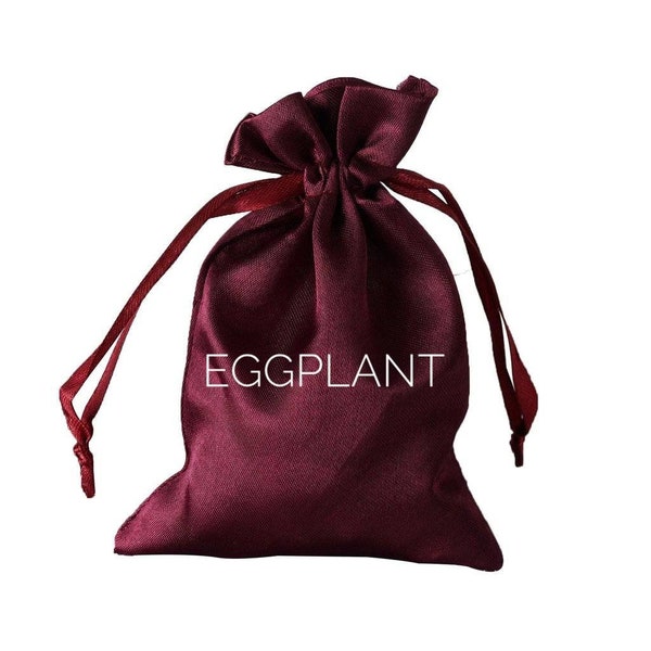 Satin Drawstring Bag Eggplant | 3x4 | 4x6 | 5x7