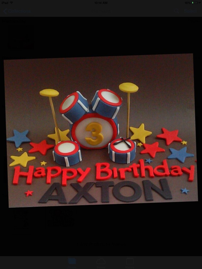 Drum Set Fondant Cake Toppers Etsy