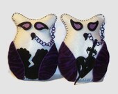 Gothic, owls, owl decor, gift for anniversary, his and hers, gothic owls, gothic gift, decorative art owls, black and purple, adult gifts