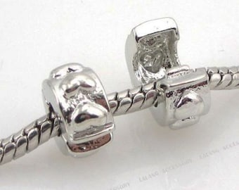 Stopper Bead Clip-Lock Silver Heart Pandora Style Bracelet Charm 1X