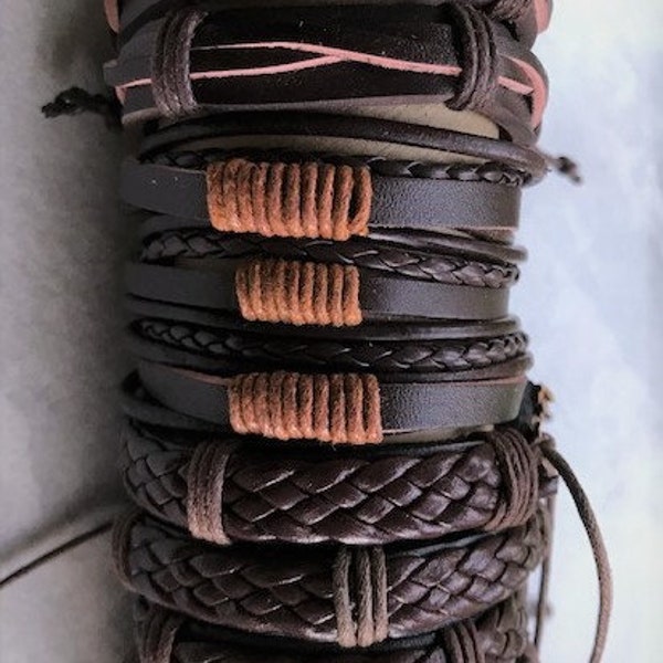 B2G2 FREE! SALE Men's Wholesale Leather Bracelet Cuffs Women Brown Braided Black 1X or B2G2F