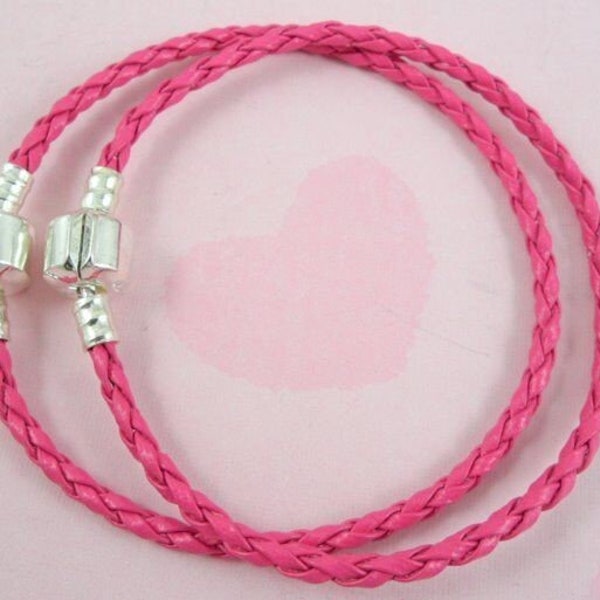 Rose Petal Pink Leather Bracelet Bangle