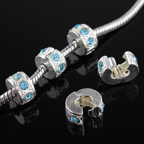 Dainty Rose Stopper Beads Clip Lock Beads Silver Tone Metal Etsy