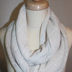 Ivory Criss-Cross Knit Infinity Scarf