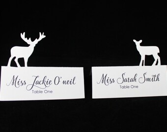 Assorted Silhouettes, CUSTOM PRINTED Wedding Place card, Escort Card, Seating cards, Vintage, Rustic, Woodland, Winter