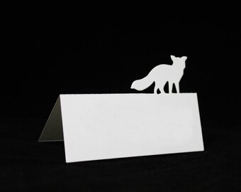 Fox Silhouette Wedding Place card | BLANK Tented Escort Card | Free Standing |Seating cards | Vintage | Rustic| Woodland| Winter Calligraphy