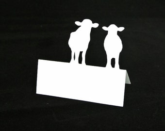 25 BLANK Cow Couple Silhouette Tented Escort Cards, Placecard, Seating cards, Vintage, Rustic Farm, Ranch, Barn, Country Wedding, Shower