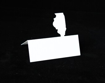 State of Illinois Silhouette Tented Wedding Escort Cards|  BLANK Placecards | Chicago Seating cards| Spring, Summer, Fall or Winter Wedding|