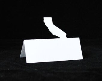 BLANK State of California Silhouette Tented Escort Cards, Placecard, Seating cards, Modern, West Coast, Summer, Fall or Winter Wedding