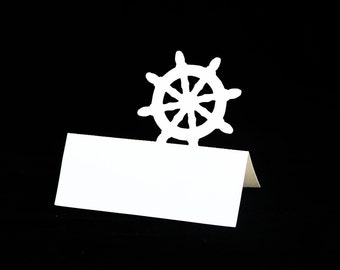 Ship Wheel Shaped Wedding Escort Cards| Tented Placecards| BLANK Seating Cards| Cruise Ship| Nautical| Navy| Yacht Club| Boat Wedding|