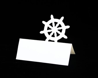 Ship Wheel Shaped Wedding Escort Cards| Tented Placecards| BLANK Seating Cards| Cruise Ship| Nautical| Navy| Yacht Club| Boat Wedding|