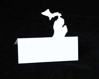State of Michigan Shaped Tented Escort Cards| Wedding Placecard| BLANK Seating cards for Calligraphy| Michigan| Up North Wedding