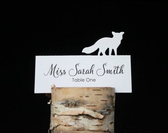 Fox Wedding Place Card| Custom Printed Cut Out Escort Card for Holder| Seating cards| Winter Wedding | Rustic Woodland| Baby Shower|