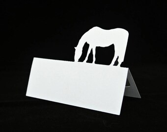 Grazing Horse Shaped Wedding Escort Cards| Tented Placecards| CUSTOM PRINTED Seating cards| Vintage| Farm| Ranch| Barn| Country Wedding|