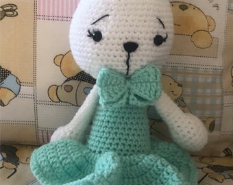 Ballerina Bunny in green tutu with matching bow