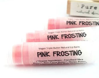 Pink Frosting Lip Balm - Delicious Cheesecake, Vanilla Buttercreme and Strawberry