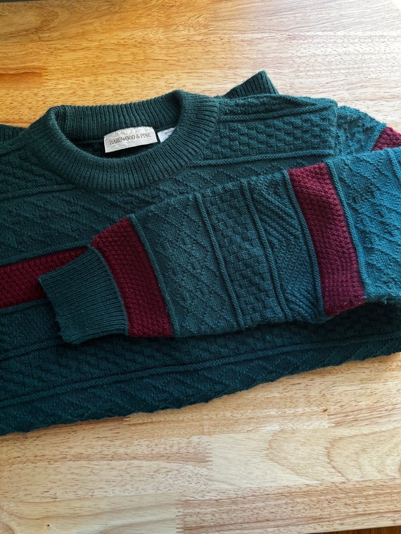 Vintage 90s Forest Green Sweater | Authentic Vint… - image 4