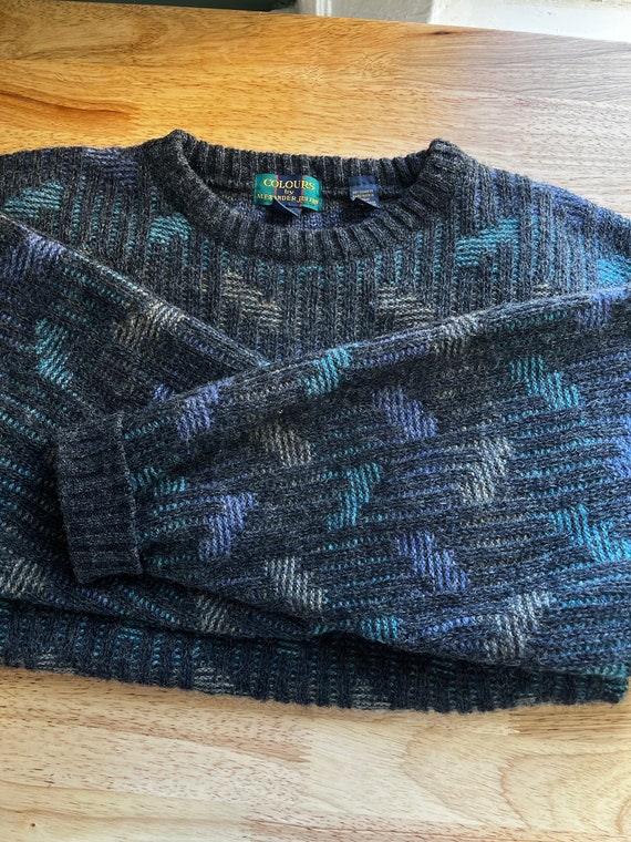 Vintage 80s Multicolor Wool Sweater | Oversized Sw