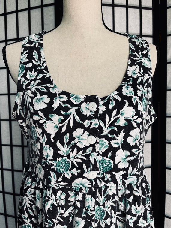 Vintage 90s Floral Dress Size Large | Cotton Summe