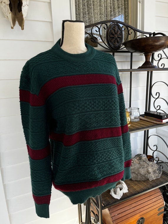 Vintage 90s Forest Green Sweater | Authentic Vint… - image 8