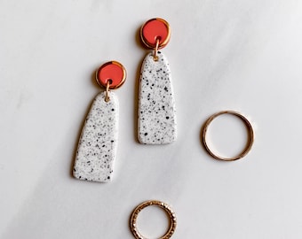 Freckled Gold Column Earrings