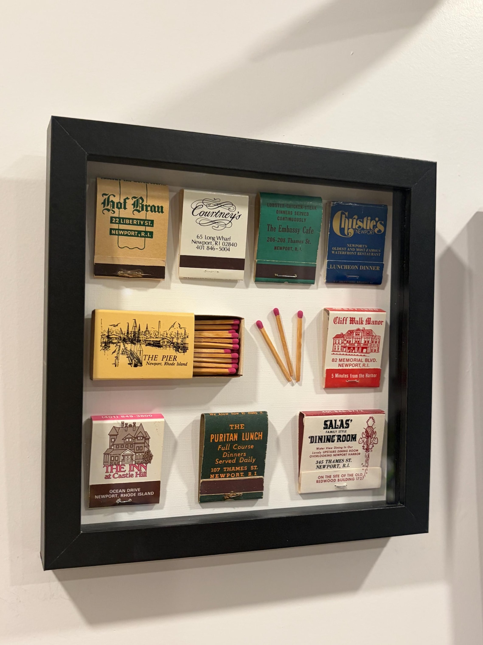Newport, Rhode Island || Vintage Matchbook Collage Shadowbox