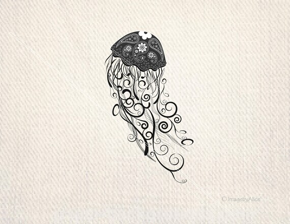 Download Jellyfish SVG INSTANT DOWNLOAD tribal jellyfish print | Etsy