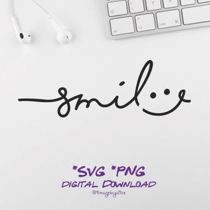hand brush Smile SVG. Smile Clipart, Smile Svg, Smile Stickers. Happy Svg, Happy Face Sticker. Svg file for Cricut Explore. Calligraphy Svg.