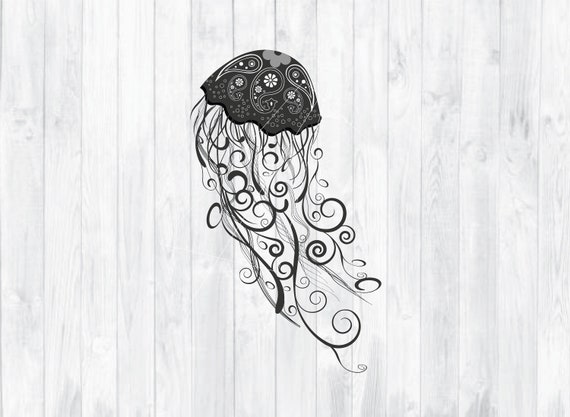 Download Jellyfish Svg Jellyfish Clipart Jellyfish Stricker Tribal Etsy