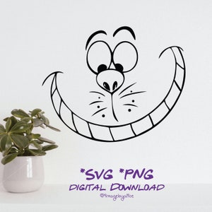 Cat Face SVG/PNG: Printable Cheshire Cat Sticker (Digital Download)