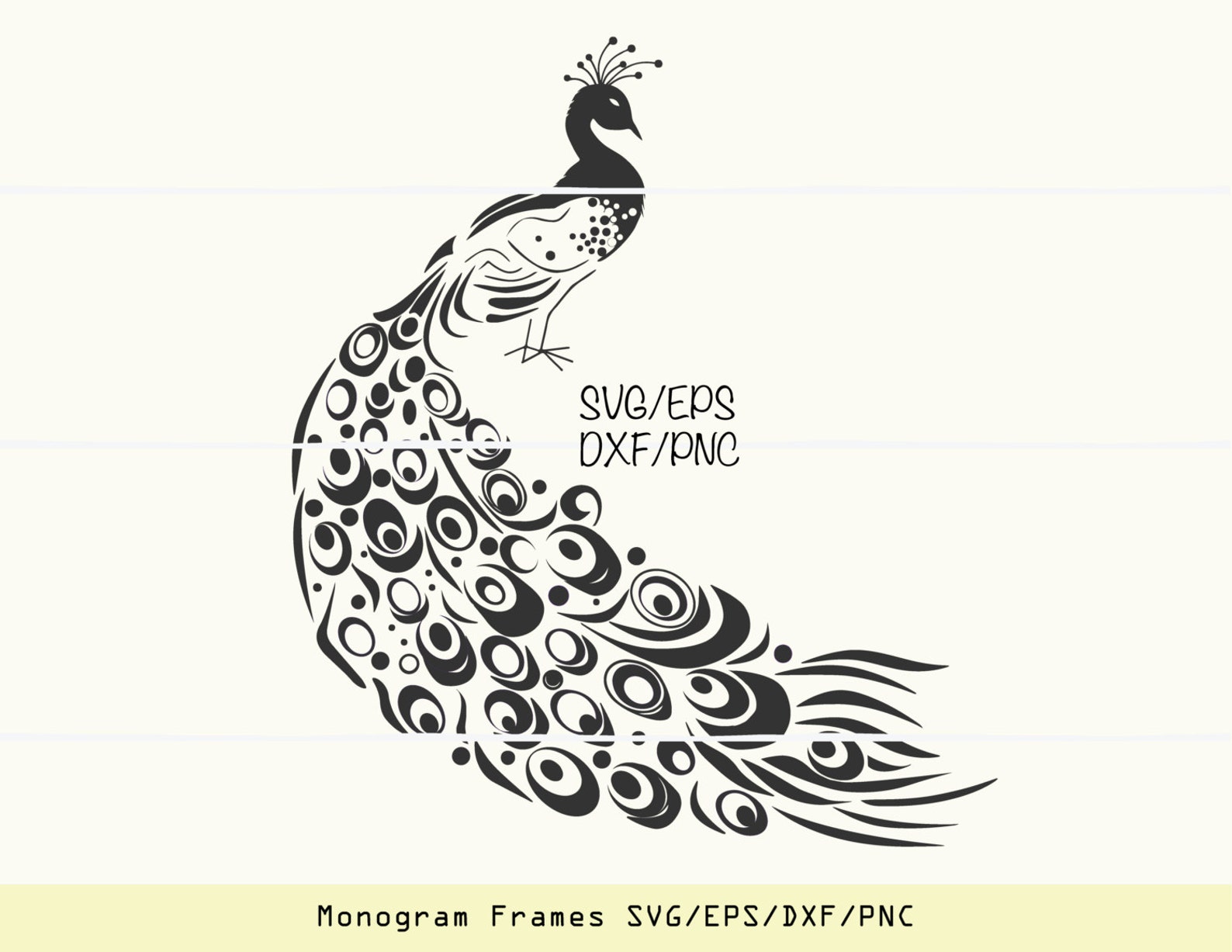 Peacock SVG Peacock Decor Monogram Frames Peacock Vectors for - Etsy