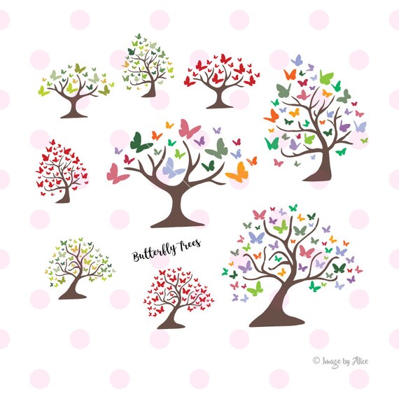 Download Butterfly Trees Svg Tree Sticker Tree Clipart Tree Vinyl Etsy