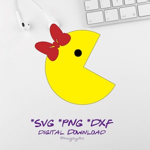 Ms Pac Man Svg, Ms Pac Man Dxf, Ms Pac Man Clipart, Ms Pac Man Distress Svg, Ms Pac Man Sticker, Silhouette Cameo, Svg file for Cricut.