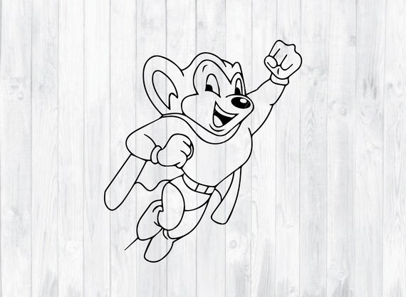 and layered SVG cut file PNG vintage cartoon mighty mouse image file image file for crafters. JPG compatible with Cricut design space